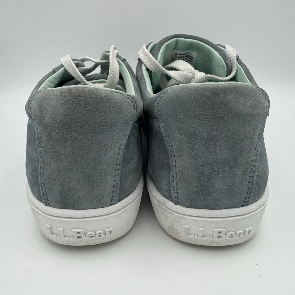 L.L.Bean‎ Women's Eco Bay Nubuck Leather Sneakers Slate Cool Sea Blue 7.5